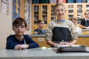 Two Calgary Academy students in Junior Science Lab