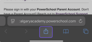 Screenshot of iOS share button.