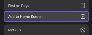 Screenshot of iOS add to home screen.